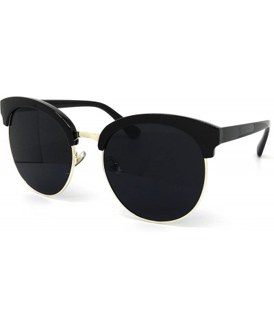 Oval RAKOSTA 97018XL Premium Oversize Cats eye Womens Mens Mirror Funky Flat Sunglasses - Black - CW1954KII6M $28.49