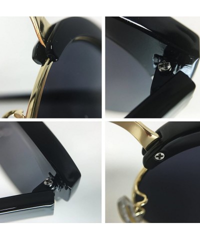 Oval RAKOSTA 97018XL Premium Oversize Cats eye Womens Mens Mirror Funky Flat Sunglasses - Black - CW1954KII6M $26.35