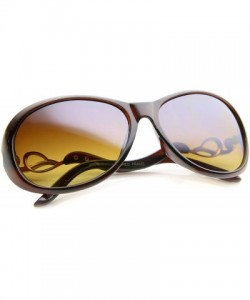 Oval Women's Metal Temple Rhinestone Accent Oval Gradient Lens Oversize Sunglasses 61mm - Brown-gold / Amber - CW12KCNPERF $1...