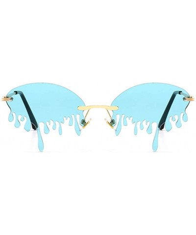 Round Tear shape sunglasses for Women/Men Brand Design Rimless Eyewear Luxury Trending Narrow Sun Glasses Streetwear - C2198E...