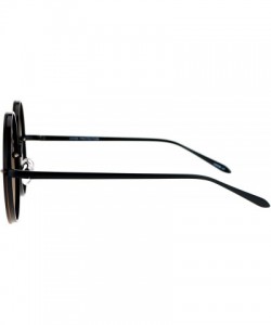 Oversized Rimless Hippie Round Circle Oceanic Color Lens Womens Sunglasses - Black Brown - C512N7XP5Q4 $9.43