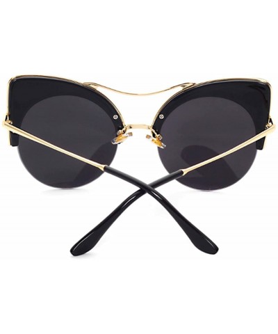 Rimless Cat Eye Sunglasses Retro Eyewear Half frame eyeglasses for Men women - Blue Green - CY18EQDWSHE $13.62