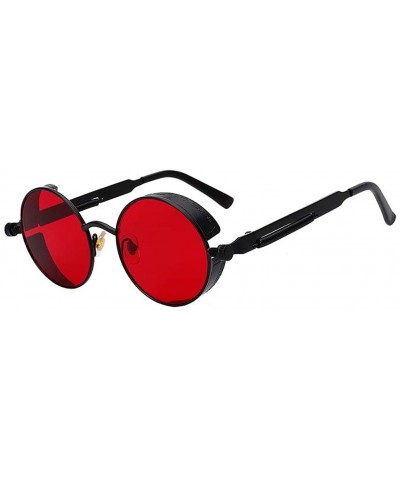 Goggle Steampunk Fashion Sunglasses NYC - Black & Clear Red - C1182WMWWY7 $18.69