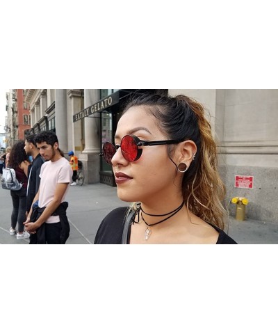 Goggle Steampunk Fashion Sunglasses NYC - Black & Clear Red - C1182WMWWY7 $18.69