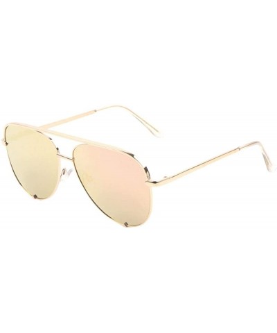 Aviator Bottom Brackets Color Mirror Flat Top Modern Round Aviator Sunglasses - Rose Gold - CT190EU8EE0 $12.60