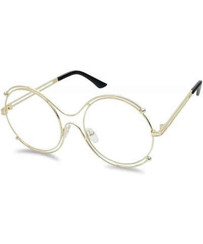 Aviator Non-Prescription 55mm & 60mm Classic Tear Drop Brow Bar Clear Lens Aviator Sunglasses Gold Frame Eye Glasses - C217XX...