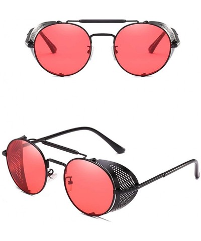 Shield Steampunk Windproof Sunglasses Protection Personality - Black/Red - CF18T0RNWZ4 $21.22