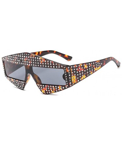 Rectangular Fashion Show Sunglasses Cool Goggles with Case Plastic Durable Frame UV Protection - Leopard Print - C818LMIO0UE ...