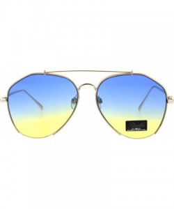 Aviator Womens Aviator Sunglasses Stylish Angled Bottom Frame Cut UV 400 - Gold (Blue Yellow) - CV18IQHHIR2 $11.67