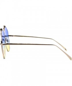 Aviator Womens Aviator Sunglasses Stylish Angled Bottom Frame Cut UV 400 - Gold (Blue Yellow) - CV18IQHHIR2 $11.67