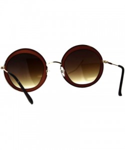 Round Womens Double Rim Designer Fashion Round Circle Lens Sunglasses - Brown - CQ18CRIOM2T $13.33