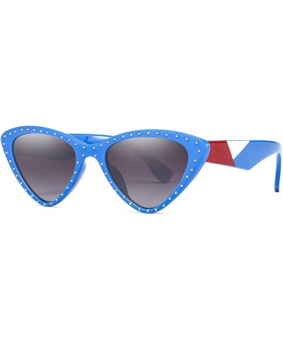 Cat Eye Vintage Cat Eye Hip Hop Fashion Mod Design Sharp Corner Rhinestone Sunglasses for Women - 611-- CR18GGS9K7A $15.55