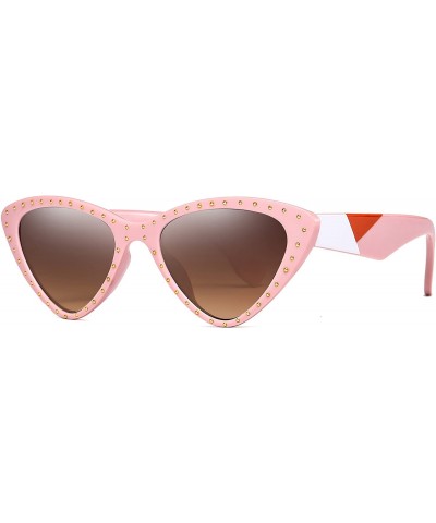 Cat Eye Vintage Cat Eye Hip Hop Fashion Mod Design Sharp Corner Rhinestone Sunglasses for Women - 611-- CR18GGS9K7A $15.55