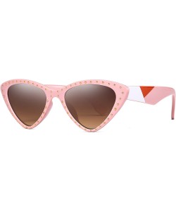 Cat Eye Vintage Cat Eye Hip Hop Fashion Mod Design Sharp Corner Rhinestone Sunglasses for Women - 611-- CR18GGS9K7A $15.55