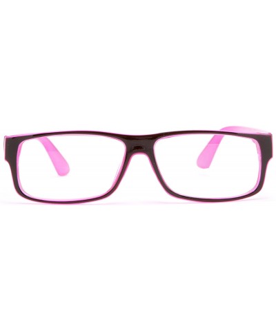 Square "Kayden" Retro Unisex Plastic Fashion Clear Lens Glasses - Black/Hot Pink - CY11JJYQP6D $7.66