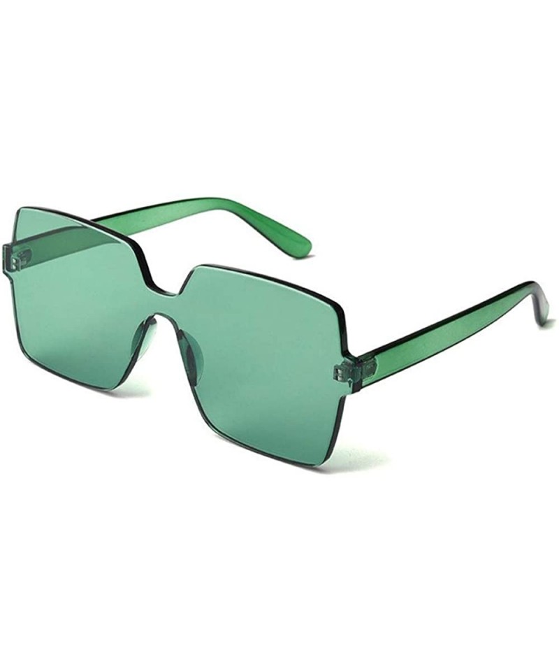 Square Frameless Integrated Sunglasses Ladies Square Ocean Glasses - Green - CM18WZSC9QC $22.09