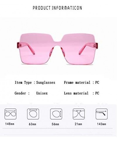 Square Frameless Integrated Sunglasses Ladies Square Ocean Glasses - Green - CM18WZSC9QC $22.09