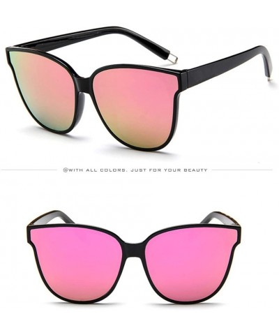 Oversized Fashion Womens Ladies Designer Oversized Flat Top Cat Eye Mirrored Sunglasses (B) - B - CV195NKO4SI $8.48
