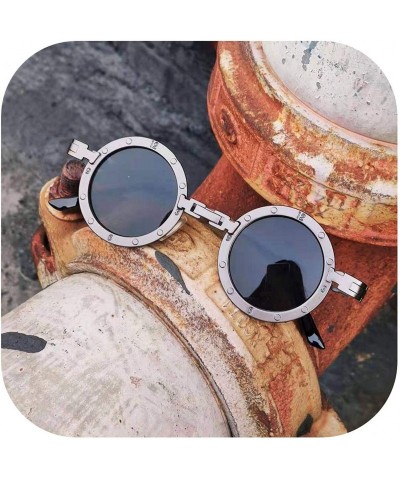 Oval Classic Gothic Steampunk Sunglasses Round Metal Glasses Vintage UV400 Eyewear Shades - C7 Black - CO197Y7WD5U $48.71