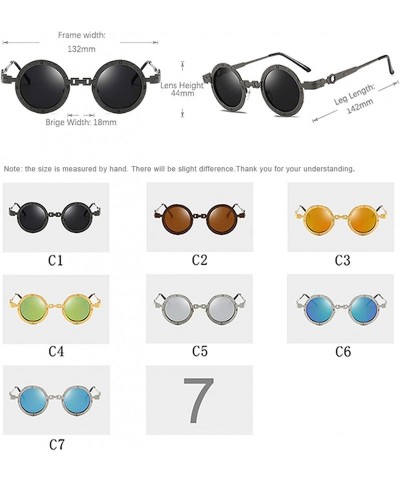 Oval Classic Gothic Steampunk Sunglasses Round Metal Glasses Vintage UV400 Eyewear Shades - C7 Black - CO197Y7WD5U $16.78