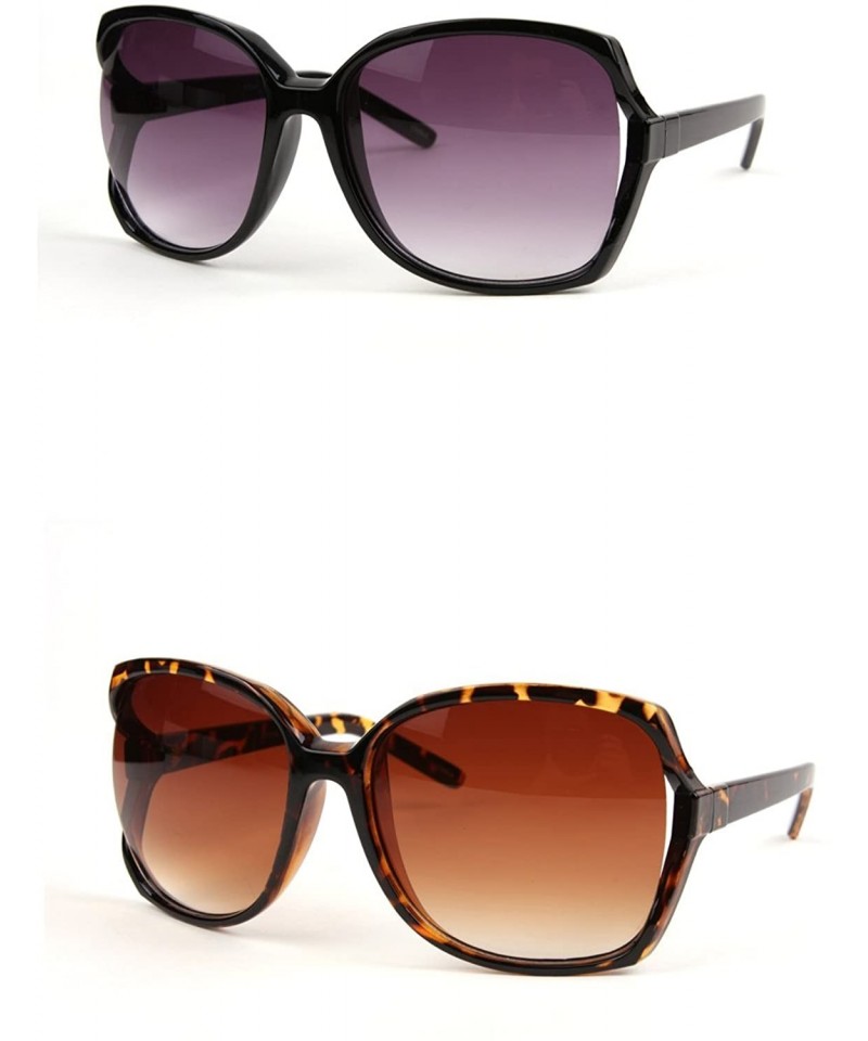 Oversized Retro Vintage Oversize Sunglasses P2143 - 2 Pcs Black/Gradientsmoke & Tortoise/Gradientbrown - CM11WV5BXTL $28.98