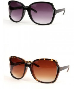 Oversized Retro Vintage Oversize Sunglasses P2143 - 2 Pcs Black/Gradientsmoke & Tortoise/Gradientbrown - CM11WV5BXTL $15.36