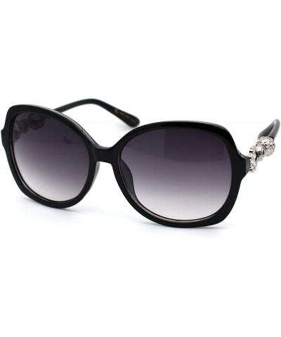 Butterfly Womens Rhinestone Bling Jewelry Hinge Butterfly Sunglasses - Black Silver Smoke - C518YLDREA4 $23.37