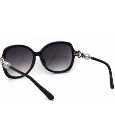 Butterfly Womens Rhinestone Bling Jewelry Hinge Butterfly Sunglasses - Black Silver Smoke - C518YLDREA4 $9.93