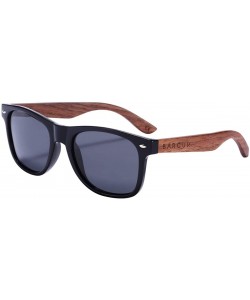 Square Walnut Wood Polarized Sunglasses for Men Women with Bamboo Tube or Black Box - CK194UAXD52 $21.79