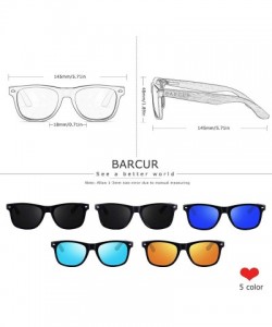 Square Walnut Wood Polarized Sunglasses for Men Women with Bamboo Tube or Black Box - CK194UAXD52 $21.79