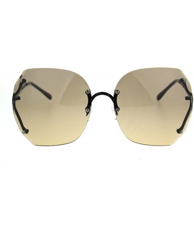 Butterfly Womens Rimless Oversize Butterfly Gradient Lens Fashion Sunglasses - Black Light Brown - CM1852XCC3L $11.50