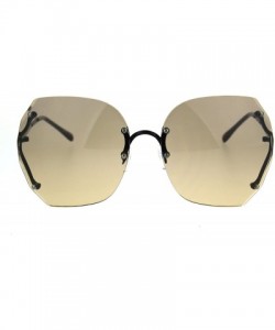 Butterfly Womens Rimless Oversize Butterfly Gradient Lens Fashion Sunglasses - Black Light Brown - CM1852XCC3L $11.50