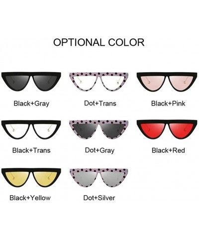 Cat Eye Oversize Square Frame Flat Top Sunglasses Women Retro Cat Eye Sun Glasses Femalel - Dot Trans - CJ19994ETMT $8.64