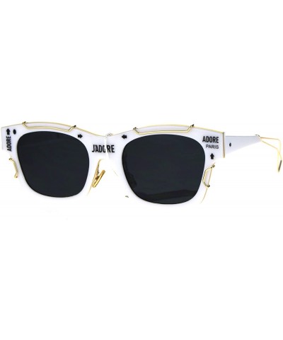 Sport Womens Boyfriend Horned Sport Vintage Plastic Sunglasses - White Gold - C5186H4O2T4 $22.94