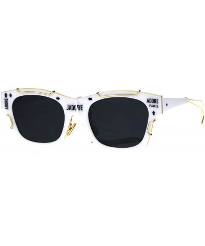 Sport Womens Boyfriend Horned Sport Vintage Plastic Sunglasses - White Gold - C5186H4O2T4 $10.57