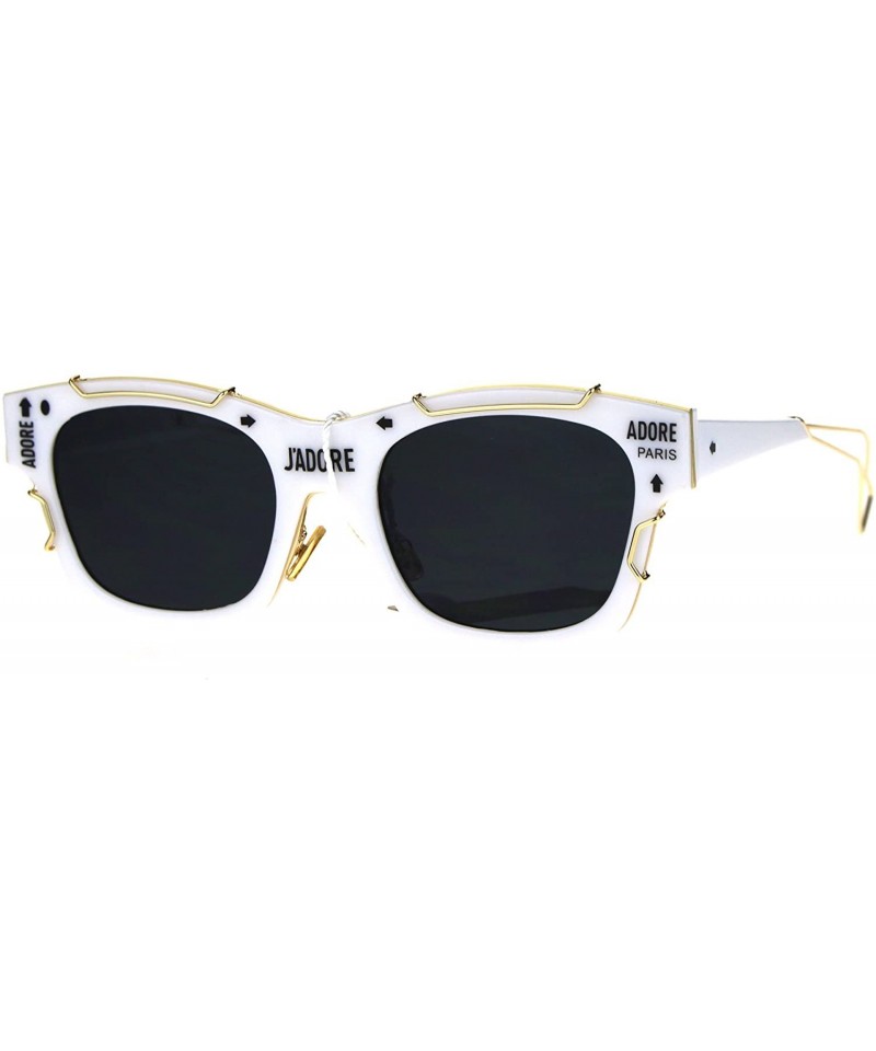 Sport Womens Boyfriend Horned Sport Vintage Plastic Sunglasses - White Gold - C5186H4O2T4 $22.94