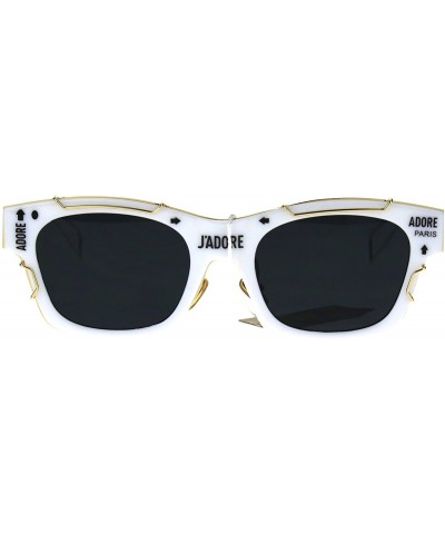 Sport Womens Boyfriend Horned Sport Vintage Plastic Sunglasses - White Gold - C5186H4O2T4 $22.94