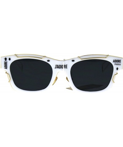 Sport Womens Boyfriend Horned Sport Vintage Plastic Sunglasses - White Gold - C5186H4O2T4 $10.57