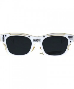 Sport Womens Boyfriend Horned Sport Vintage Plastic Sunglasses - White Gold - C5186H4O2T4 $26.87