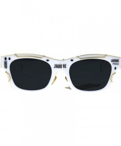 Sport Womens Boyfriend Horned Sport Vintage Plastic Sunglasses - White Gold - C5186H4O2T4 $22.94