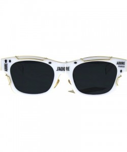 Sport Womens Boyfriend Horned Sport Vintage Plastic Sunglasses - White Gold - C5186H4O2T4 $10.57