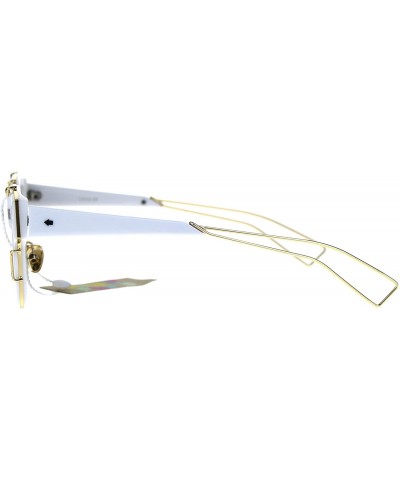 Sport Womens Boyfriend Horned Sport Vintage Plastic Sunglasses - White Gold - C5186H4O2T4 $22.94