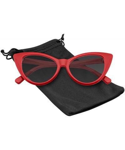 Cat Eye Fashion Classic Vintage Eyewear Cat Eye Designer Shades Frame Sunglasses - Red - CO12OBBOSXJ $11.25
