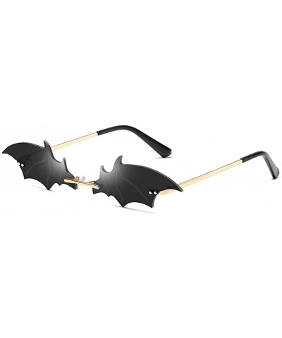 Rimless Bat Sunglasses for Women/Men Rimless Metal frame Sun Glasses Shades UV400 - C1 Gold Black - CH19080S6UH $15.76