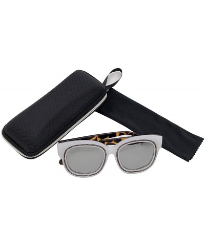 Goggle Classic Sunglasses for Women Round Retro Fashion Frame UV400 Lens - 白色 - CY18E2NK2XX $15.75