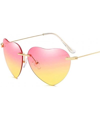 Aviator Sports Sunglasses Teen-New Retro Love Ocean Piece Sunglasses Street Beat Peach Heart Shaped Sunglasses - D - C718XNR5...