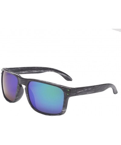 Wayfarer Classic Retro Sport Flash Mirror Wood Sunglasses UV400 - Gray/Green - C812IYUWQ7T $44.58