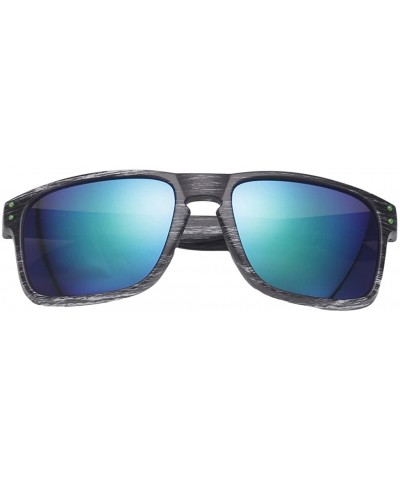 Wayfarer Classic Retro Sport Flash Mirror Wood Sunglasses UV400 - Gray/Green - C812IYUWQ7T $20.80