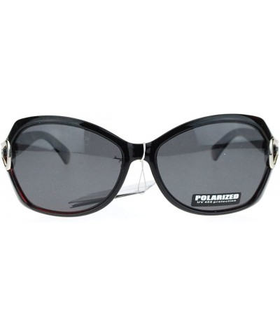 Butterfly Womens Oversized Anti Glare Polarized Buckle Trim Butterfly Sunglasses - Black Burgundy - C511YAXMUON $11.72