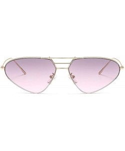 Oval Cat Sunglasses Women Fashion Purple Mirror Shades Gradient Metal Frame Men Sun Glasses with Box UV400 - Grey&pink - CT19...